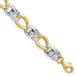 Leslies 10K Two tone Polished and D and C Link Bracelet